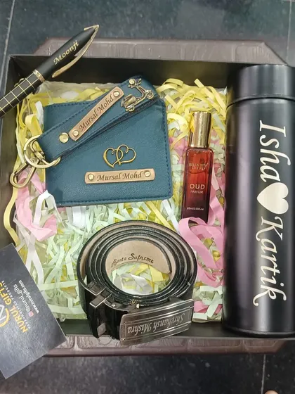 A top-down view of the fully loaded hamper, perfect for making a big impression on a special day.