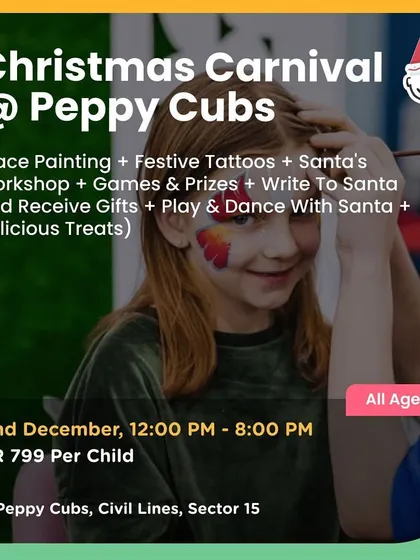 The Christmas Carnival at Peppy Cubs included face painting, a Santa's workshop, games, and dancing with Santa. I find events packed with a variety of activities.