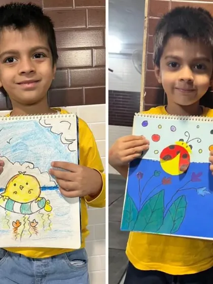 This little boy is thrilled with his chick and ladybug drawings. We focus on creating cute and simple characters that are easy for young children to draw and love.