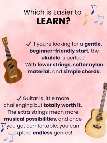 Which is easier to learn? The ukulele is great for a gentle, beginner-friendly start, while the guitar is more challenging but offers endless possibilities.