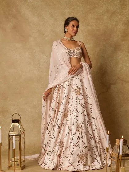 Another beautiful lehenga from the Raj-Rani collection, this one featuring scattered sequin work for a touch of modern glamour.