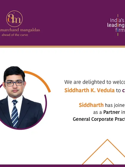 We are delighted to welcome Siddharth Vedula, who joins our Mumbai office as a Partner in our General Corporate Practice.