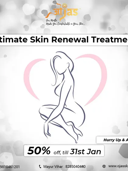 Revitalize your skin with our Intimate Skin Renewal Treatment. We are offering 50% off until the 31st of January. Don't miss this chance to pamper yourself.