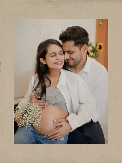A tender moment during an indoor maternity couple portrait session. My goal is to create a relaxed space where you can be yourselves, resulting in warm and authentic photographs that you will cherish.