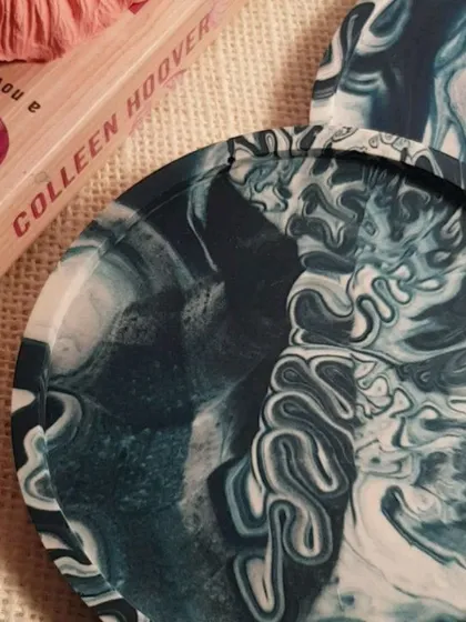 A close-up of the incredible marble detail on our ocean-themed coasters. No two are ever the same.