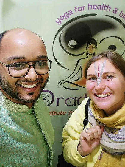 A personal moment with the wonderfully talented kirtan artist Shankari Dasi after she energized our studio with her divine voice.