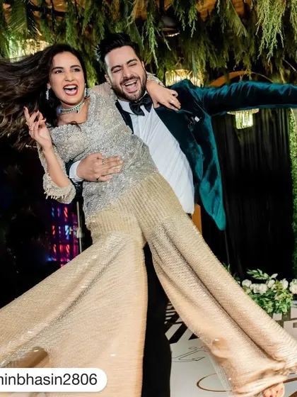 A snapshot of the fun we had choreographing for TV stars Aly Goni and Jasmin Bhasin. Working with celebrities is always a blast, and we bring that same star-quality energy and professionalism to every wedding we choreograph.