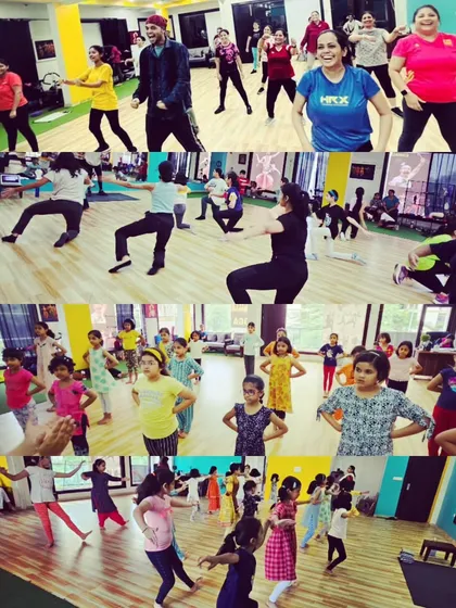 A collage showcasing the diversity of our classes at Trikayaa. From adult fitness to children's classical, there is something for everyone in our dance family.