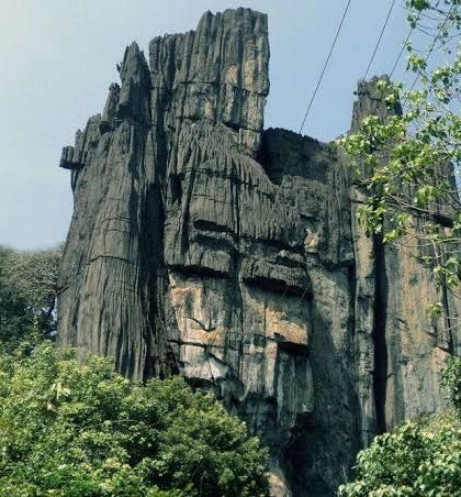 The impressive Bhairaveshwara Shikhara at Yana, a massive monolithic rock that is a sight to behold.