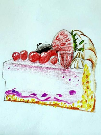 A colorful slice of cake, another wonderful piece of student work.