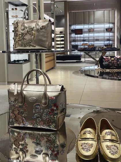 The stunning bags and shoes from the collaboration on display at the DLF Emporio store.