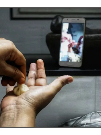 Passing on traditions is as important as preserving them. Here I am showing my niece how to make fried modak, a beautiful moment of learning and bonding in my kitchen during the Ganapati festival.