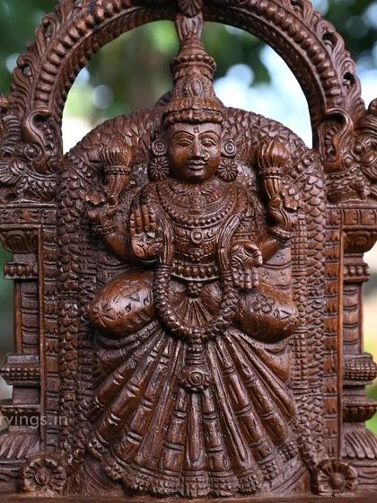 A detailed view of the 19-inch Goddess Padmavathi sculpture, the divine consort of Lord Balaji.