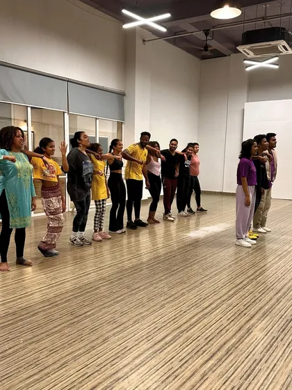 Students learning choreography during a Bollywood workshop. This is where the process begins.