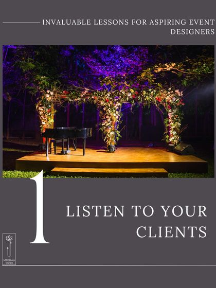 The most important lesson for any event designer is to listen to your clients. This romantic stage setup with a grand piano was born from understanding the client's vision and bringing it to life with floral artistry.
