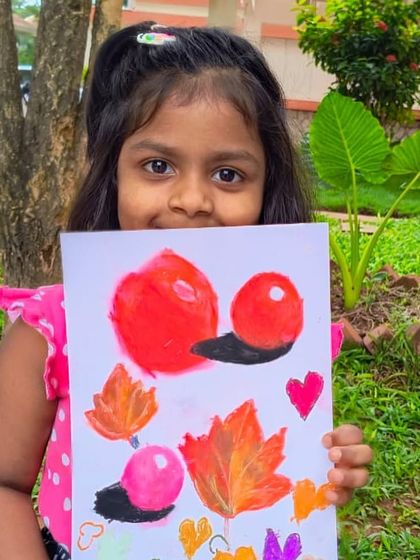 A duplicate image of the finished still life piece, bursting with the bright colors of autumn.