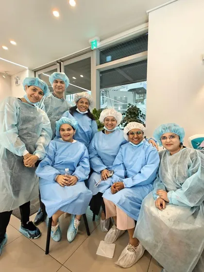 Dressed and ready for our hands-on training session at the Wyne Plastic Surgery Clinic in Seoul. Continuous education is key to mastering the art of aesthetic medicine.