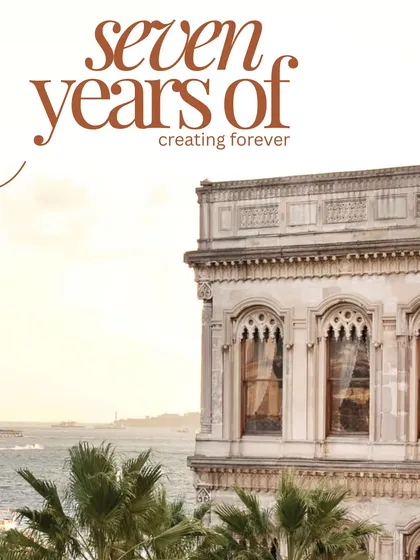 Seven years of creating forever. A glimpse of a historic palace on the Bosphorus, one of the many spectacular international venues where we bring our clients' destination wedding dreams to life.