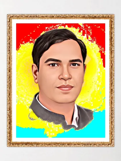Another mockup of the framed digital portrait, showing how it would look as a statement piece on a wall.