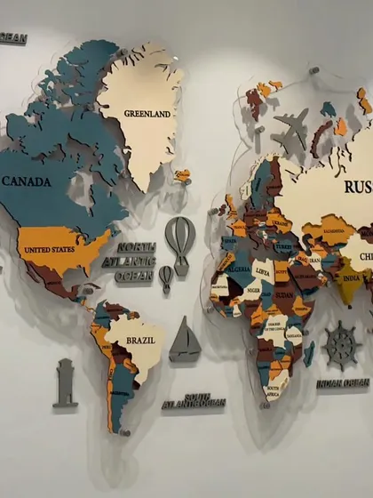 Another view of the world map without lighting, highlighting the various travel and nautical icons that surround the map.