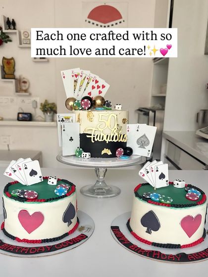 A trio of fun casino-themed cakes ready for dispatch. Each one is crafted with so much love and care.