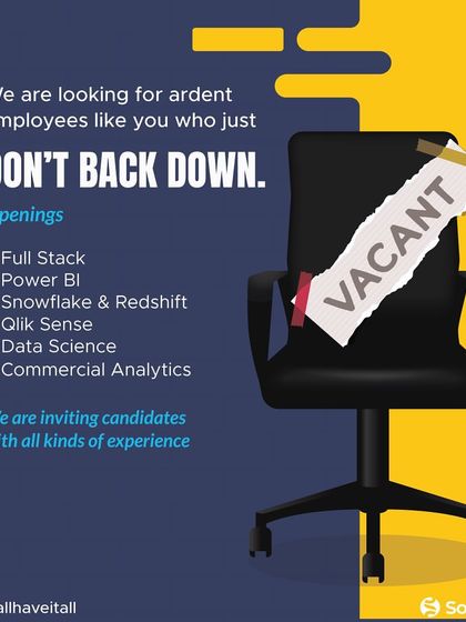 This graphic lists open positions at Solutionec, from Full Stack and Power BI to Data Science and Commercial Analytics. We are inviting candidates with all levels of experience to join our team.