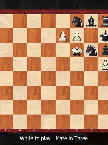 A slightly longer challenge. It's White to play and deliver a checkmate in three moves.
