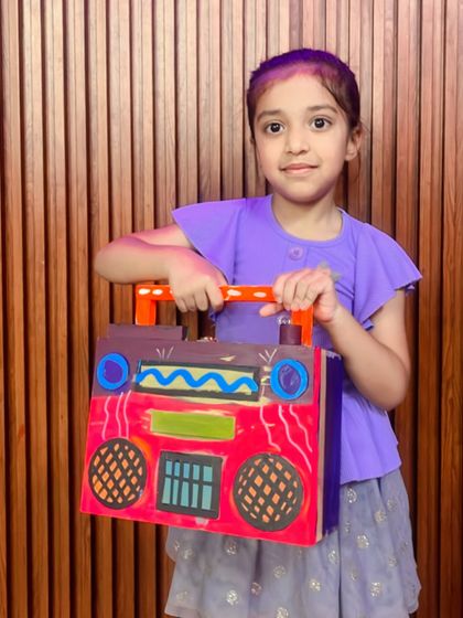 Another fantastic pop art boombox, this one in bright red and purple.