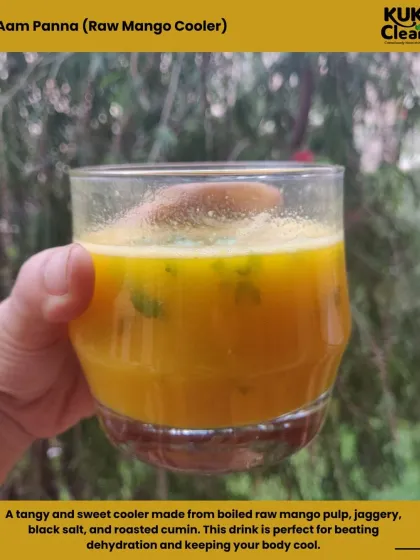 The ultimate summer drink, Aam Panna. This tangy and sweet cooler is made from boiled raw mango pulp and spices, perfect for beating dehydration.
