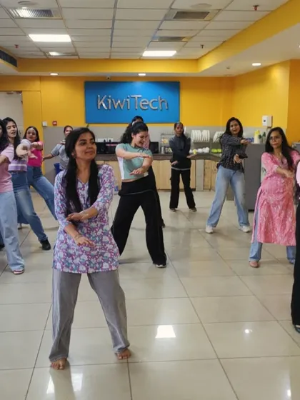 Leading a fantastic group of women at KiwiTech in a special corporate Zumba session. It's a powerful way to celebrate teamwork and boost morale right in the office.