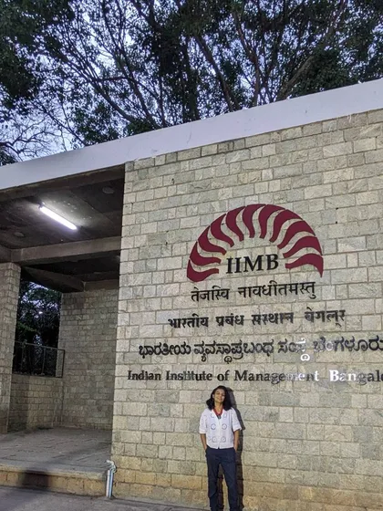 Standing in front of the iconic IIM Bangalore sign, feeling nostalgic and energized. This institution gave me the tools and confidence to turn my passion into a business, and I'm thrilled to be back to learn and grow even more.