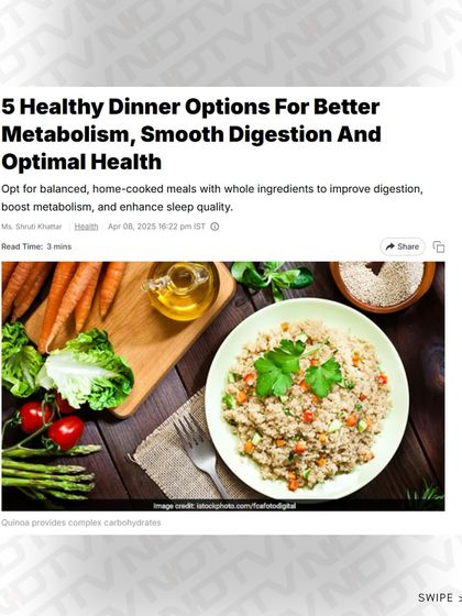The article highlights the importance of balanced, home-cooked meals with whole ingredients to improve digestion and boost metabolism.