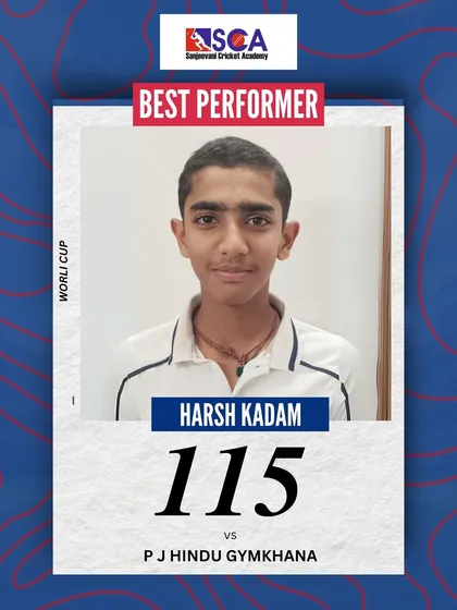 Another century for Harsh Kadam, this time 115 against PJ Hindu Gymkhana. His consistency is a product of rigorous training and a strong mindset.