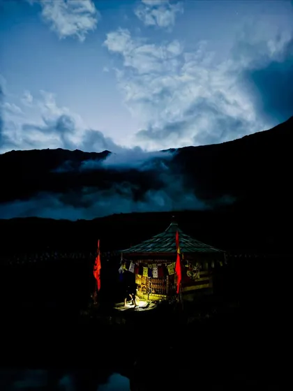 The mystical Krishna temple at Yulla Kanda at dusk. The atmosphere here is truly divine.
