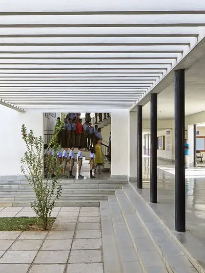 At Sparkrill International School, learning is not confined to classrooms. This view shows one of the many semi-open corridors that function as social streets, where students can gather, play, and interact between classes, fostering a sense of community and spontaneous learning.