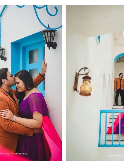 This Santorini-themed location in Bangalore offers a slice of Greece close to home. The iconic white and blue architecture creates a stunning and romantic setting for a pre-wedding shoot.