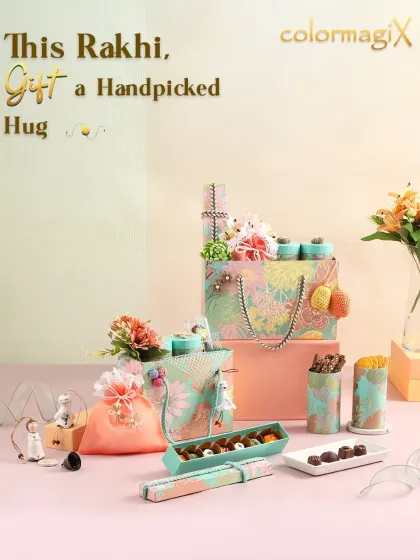 This Rakhi, we help you gift a handpicked hug. Our luxury hampers are thoughtfully curated with sweets, chocolates, and elegant rakhis to celebrate the beautiful bond of siblinghood in style.