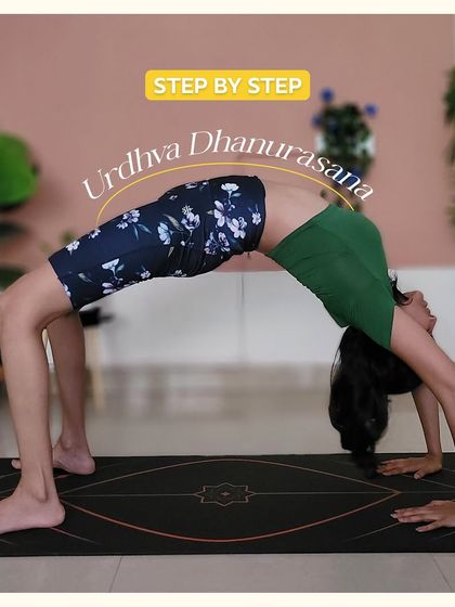 A step-by-step visual guide to mastering Urdhva Dhanurasana, or upward bow pose. This powerful heart opener builds strength and flexibility. Follow along to elevate your practice.