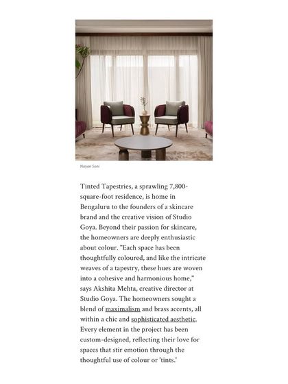The introduction to our 'Tinted Tapestries' feature in AD, describing the 7,800-square-foot residence and our blend of maximalism and sophisticated aesthetics.