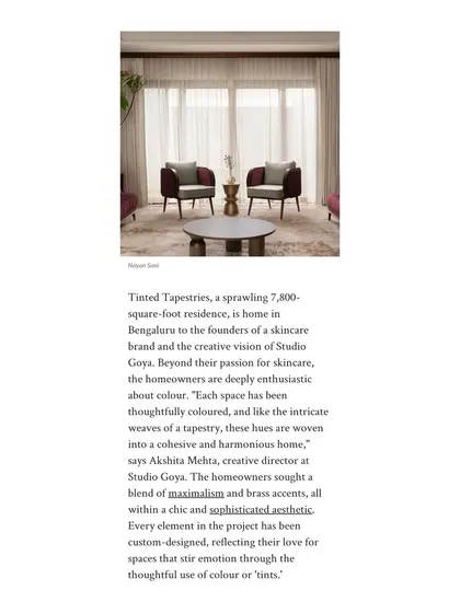The introduction to our 'Tinted Tapestries' feature in AD, describing the 7,800-square-foot residence and our blend of maximalism and sophisticated aesthetics.