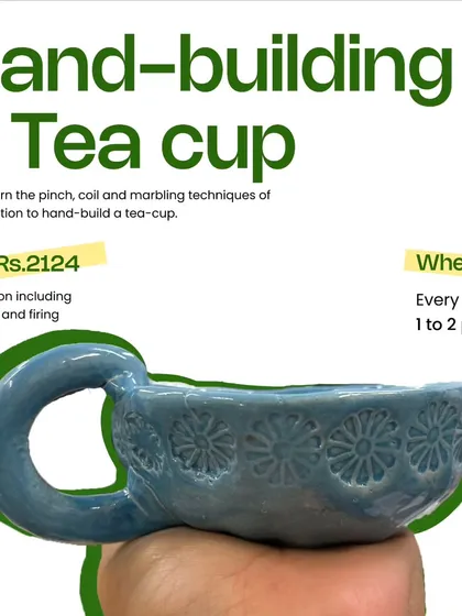 Learn to make your own teacup in this fun workshop. I will teach you the pinch, coil, and marbling techniques of construction to hand-build a unique cup. This session is held every Friday and is perfect for beginners.
