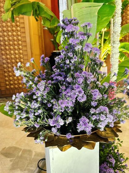 Another look at the beautiful floral arrangements that bring life and color to the engagement ceremony.