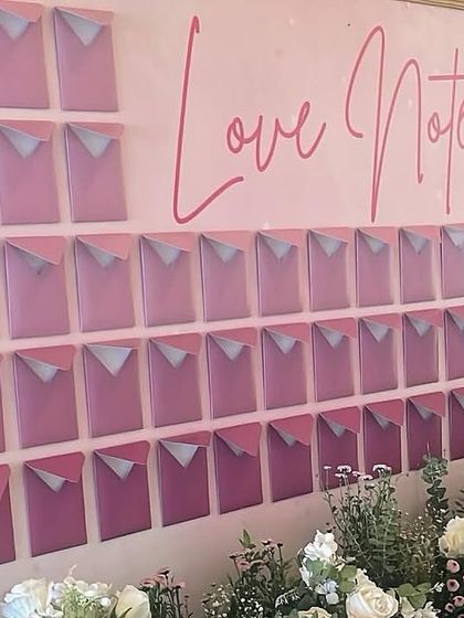 A "Love Notes" wall we created for a pre-wedding party. Guests were invited to write messages for the couple and place them in the envelopes, creating a beautiful collection of wishes.