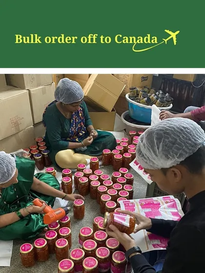 A bulk order of our pickles is off to Canada! It's a proud moment for us to see our team's hard work crossing borders and bringing a taste of India to families abroad.