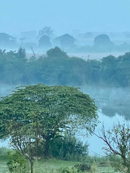 A calm, misty morning over the Kabini river. This is the peaceful atmosphere that greets you as you awaken, perfect for starting the day with meditation and gentle yoga.