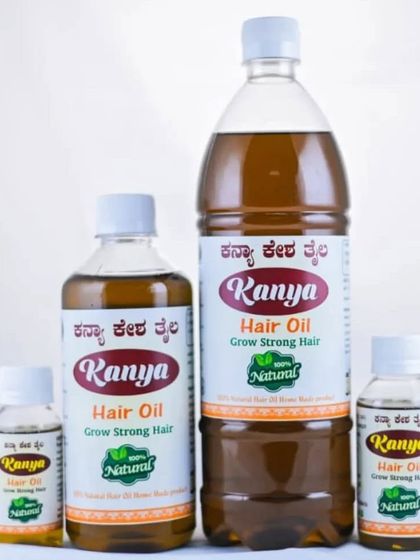 My Kanya Hair Oil is available in multiple sizes, from a small trial bottle to a large family-sized one.