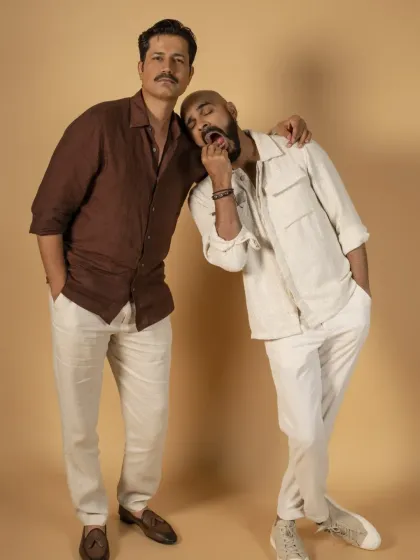 A fun, candid moment captured between Sumeet and Raghu during our "Portraits of Fatherhood" shoot. It’s these genuine interactions that often make for the most memorable and relatable images.