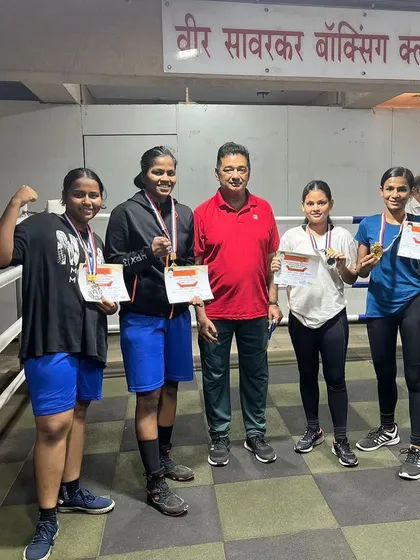 Celebrating a haul of medals at the Swatantraveer Savarkar Jayanti Tournament. I am here with my gold and silver medal-winning women boxers, a proud coach.