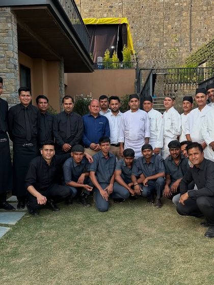 Our catering team on-site at an event in the hills of Himachal Pradesh. We are a Delhi-based company, but our team is always ready for a challenge and travels all over India for events.