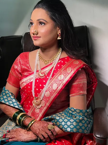 A candid shot of the bride during her engagement prep.